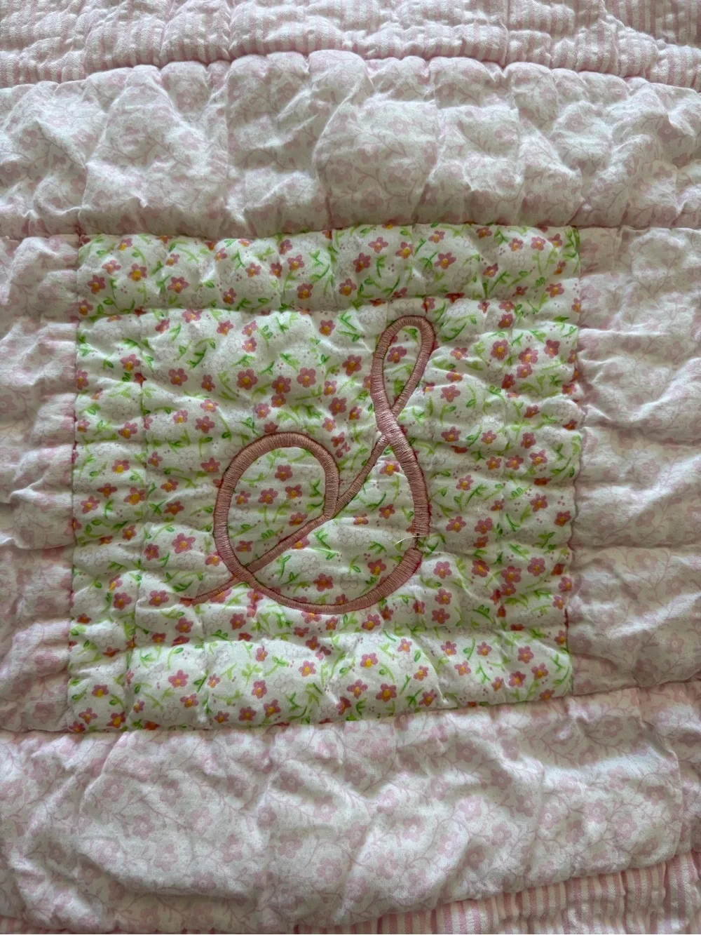Pottery Barn Kids Pink & White Patchwork Twin Quilt & Pillowcase Set
